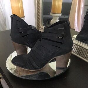 Free People Black Strappy Heeled Boots